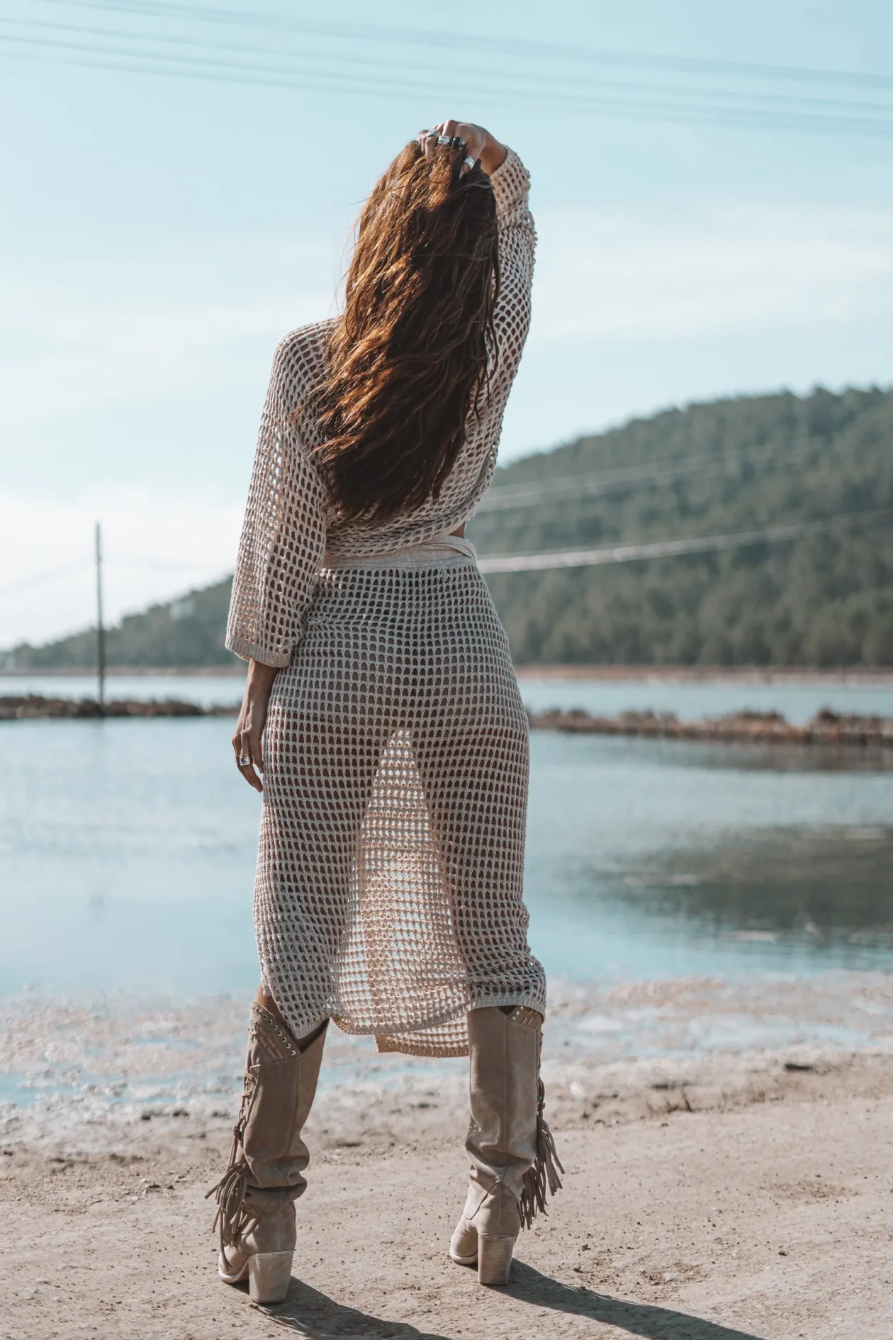 Ada Knitted Wrap Skirt Light Beige