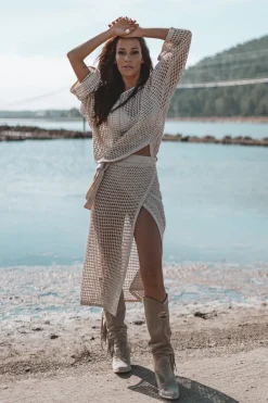 Ada Knitted Wrap Skirt Light Beige