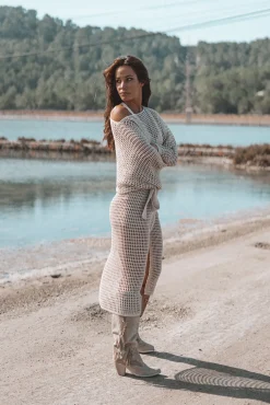 Ada Knitted Wrap Skirt Light Beige