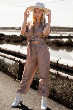 Alyssa wrap top Taupe