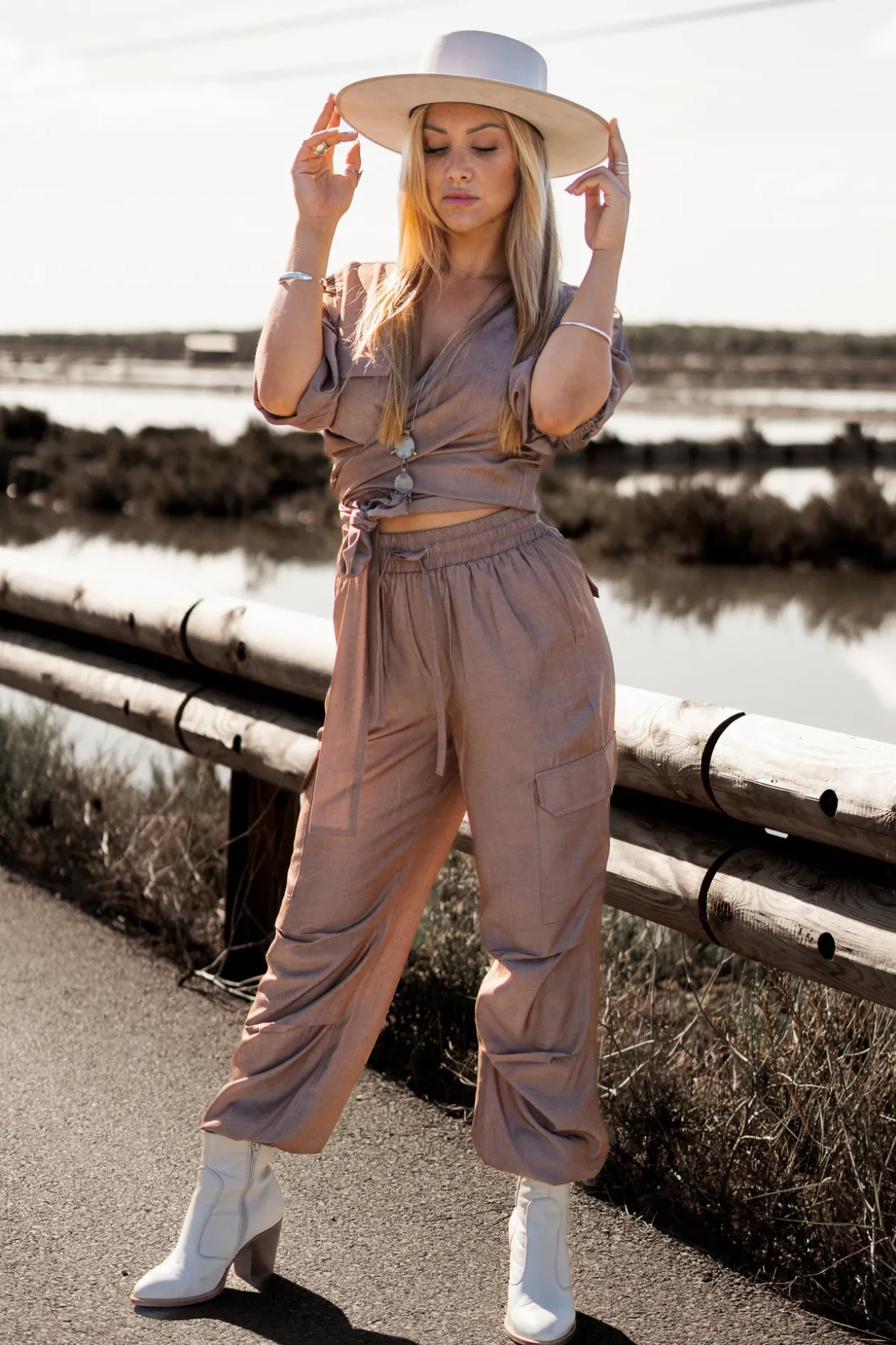 Alyssa wrap top Taupe
