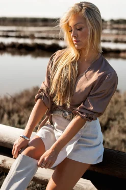 Alyssa wrap top Taupe