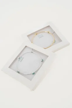 Bangle Bracelet Dots Gold Aqua