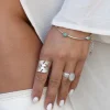 Bangle Bracelet Dots Silver Aqua