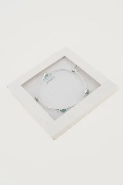 Bangle Bracelet Dots Silver Aqua