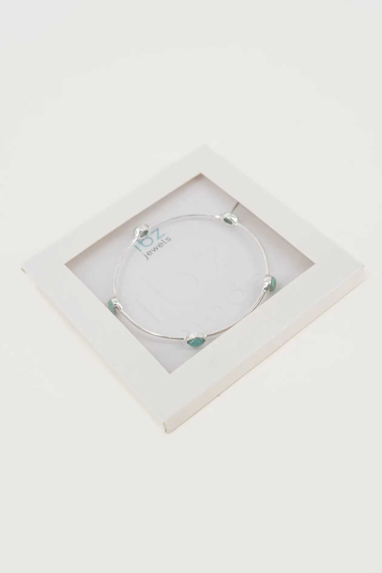 Bangle Bracelet Dots Silver Aqua