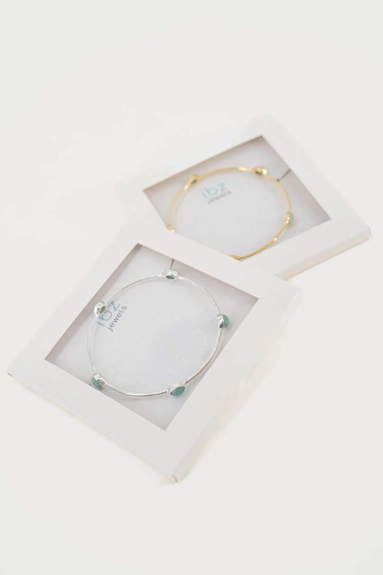 Bangle Bracelet Dots Silver Aqua