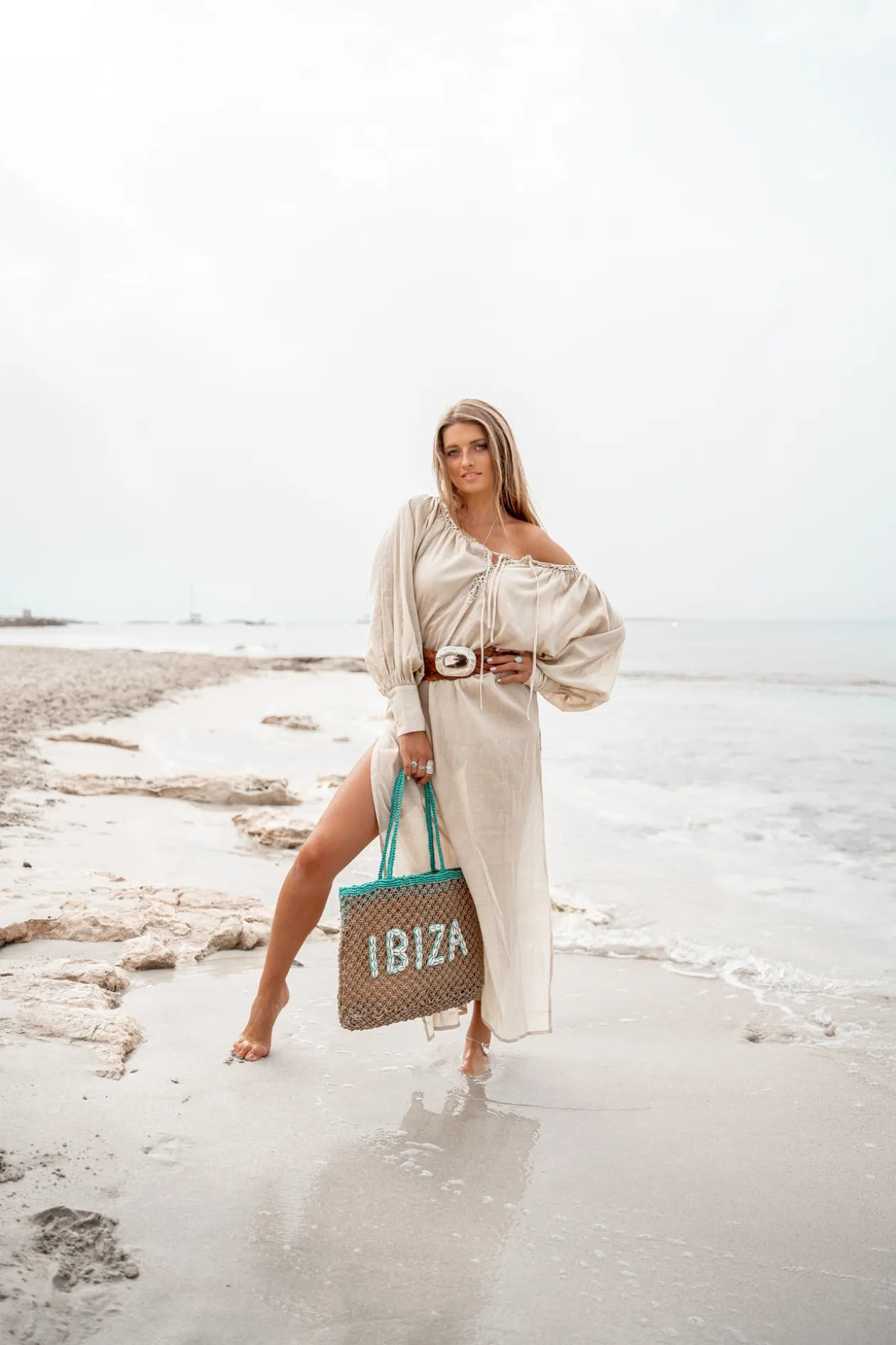 Beach Bag Seashell Ibiza Aqua