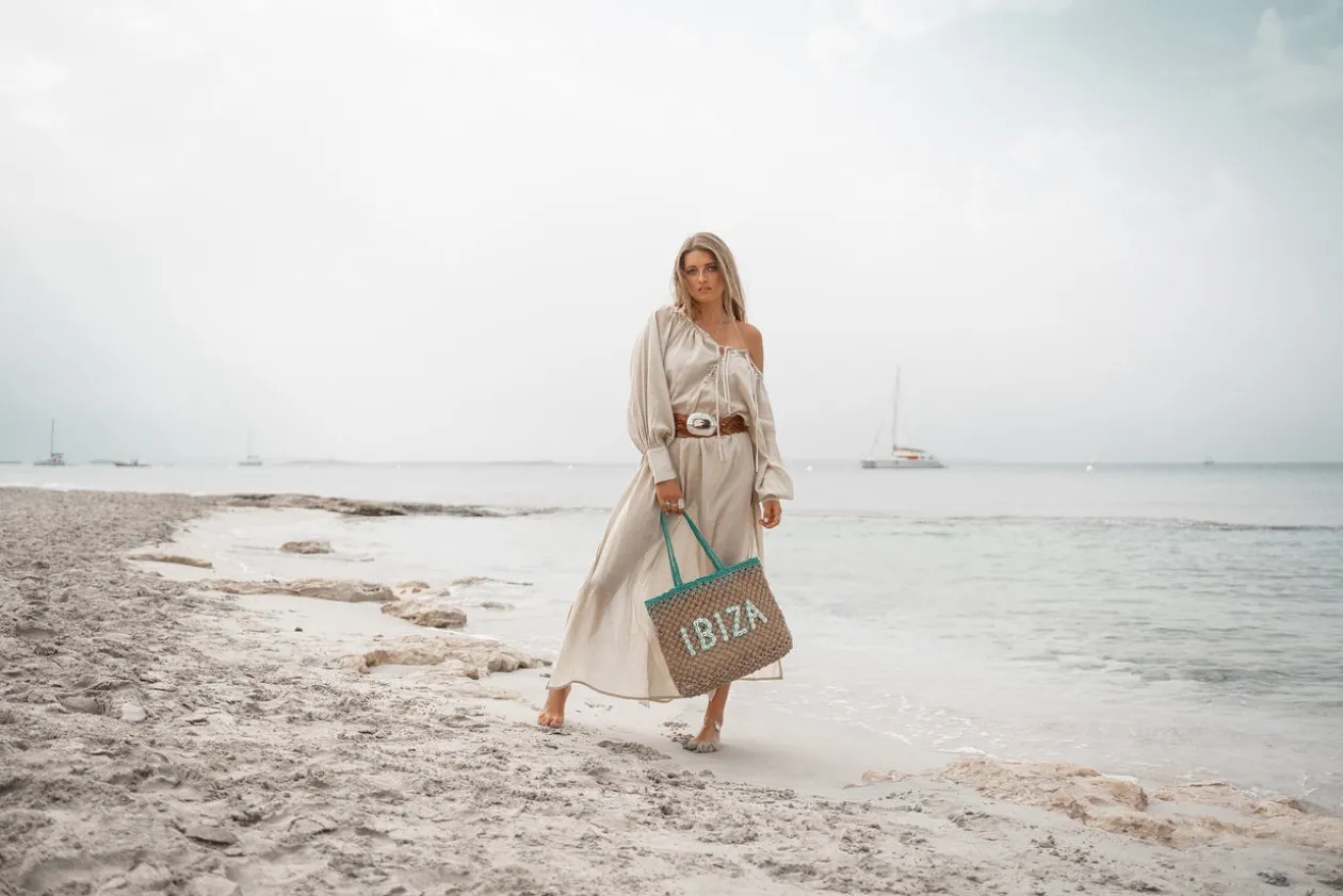 Beach Bag Seashell Ibiza Aqua