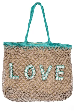 Beach Bag Seashell Love Aqua