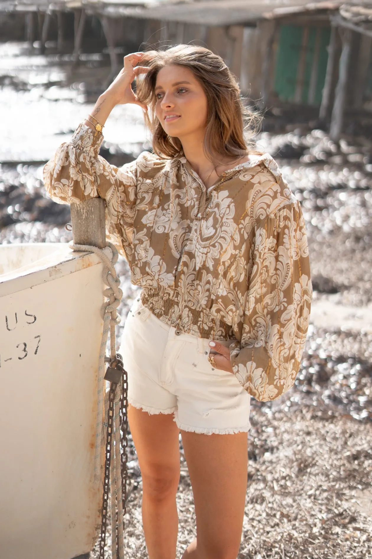 Blouse Briso Baroque Taupe print