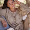 Blouse Corazon Embroidery Sand