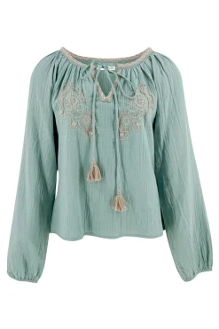 Blouse Corazon Embroidery Stone Blue