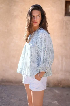 Blouse Corazon Print Stone Blue
