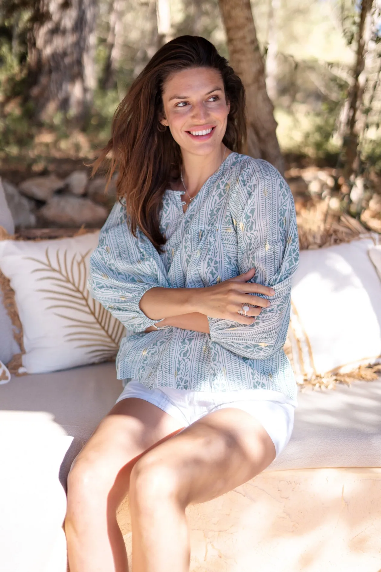 Blouse Corazon Print Stone Blue