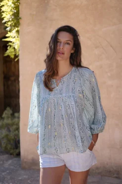 Blouse Corazon Print Stone Blue