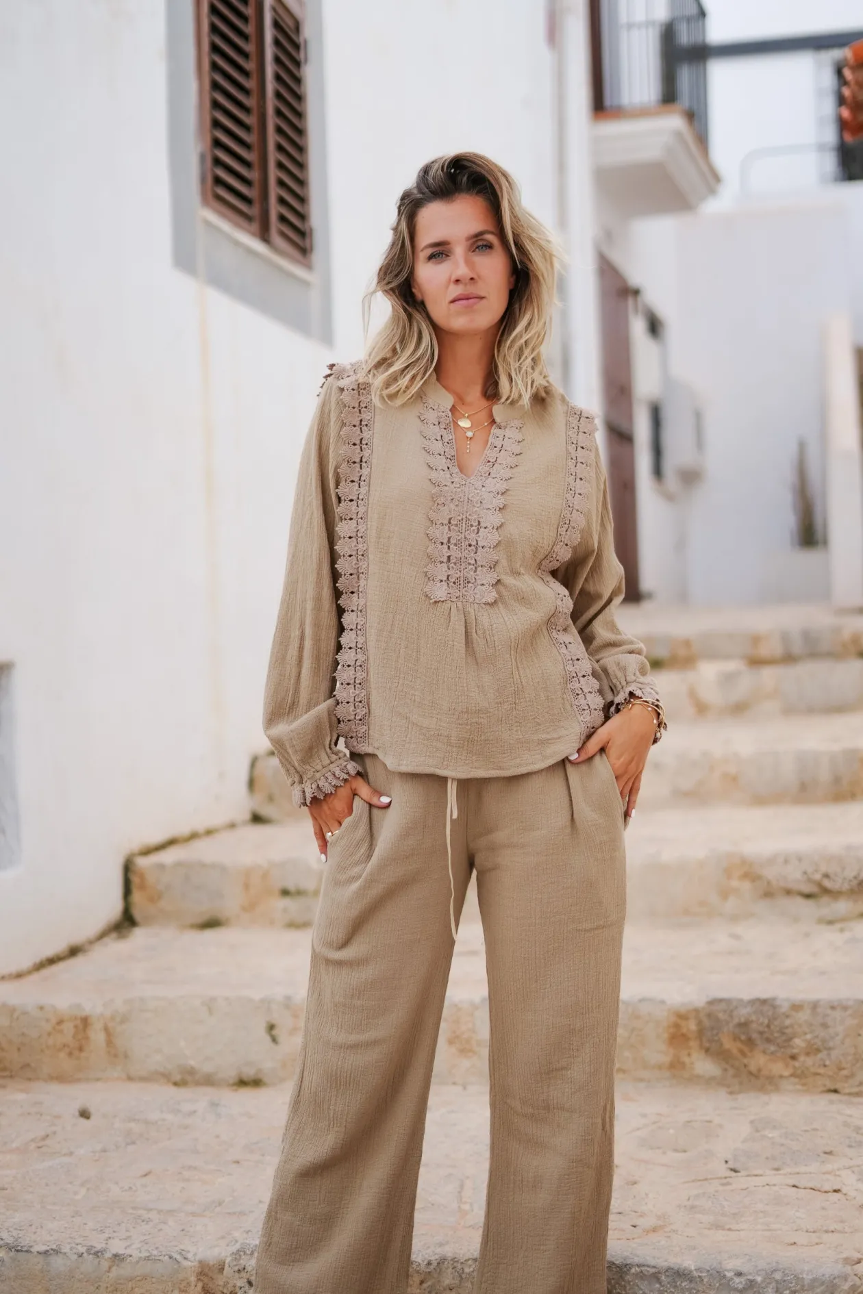 Blouse Encaje Taupe