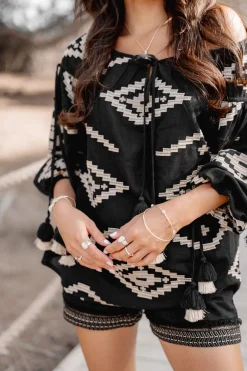 Blouse Ida Ethnic Black Print