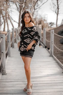 Blouse Ida Ethnic Black Print