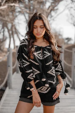 Blouse Ida Ethnic Black Print