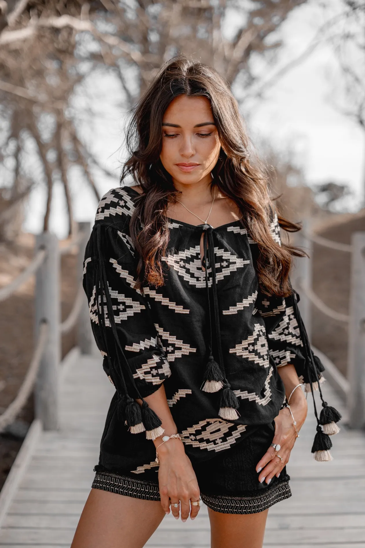Blouse Ida Ethnic Black Print