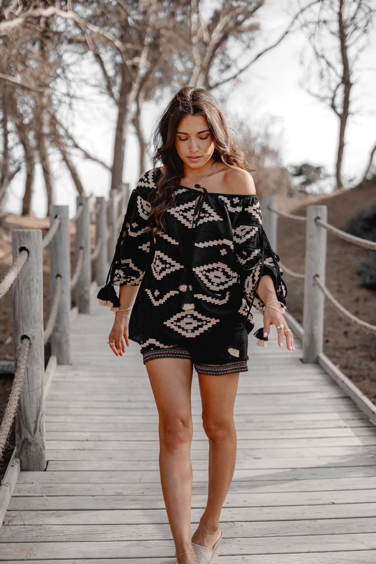 Blouse Ida Ethnic Black Print