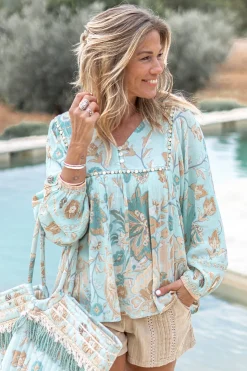 Blouse Kiki Flower Aqua