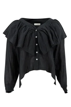 Blouse Ruffle Sparkle Black