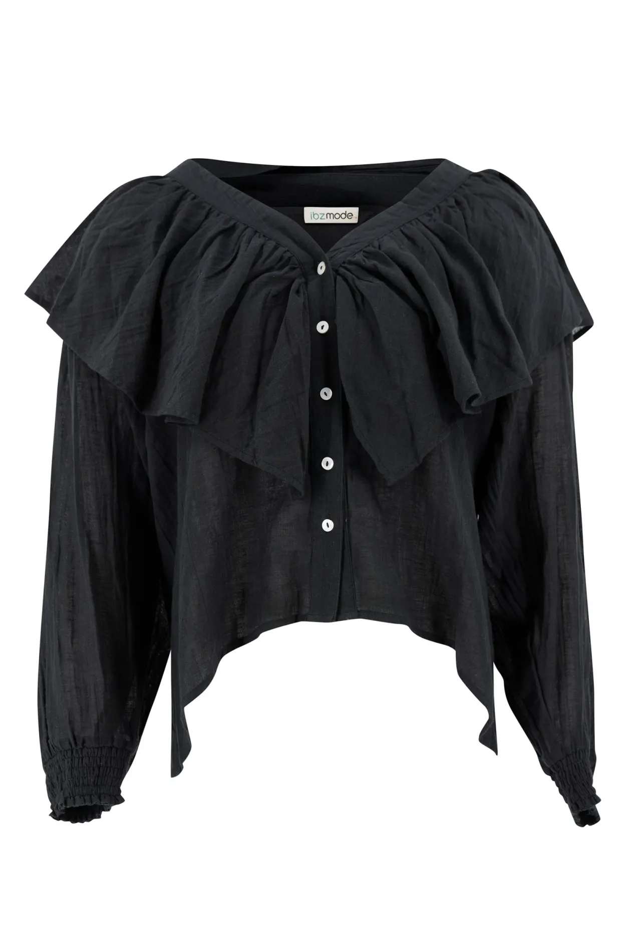 Blouse Ruffle Sparkle Black
