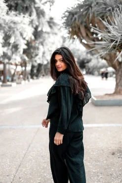 Blouse Ruffle Sparkle Black