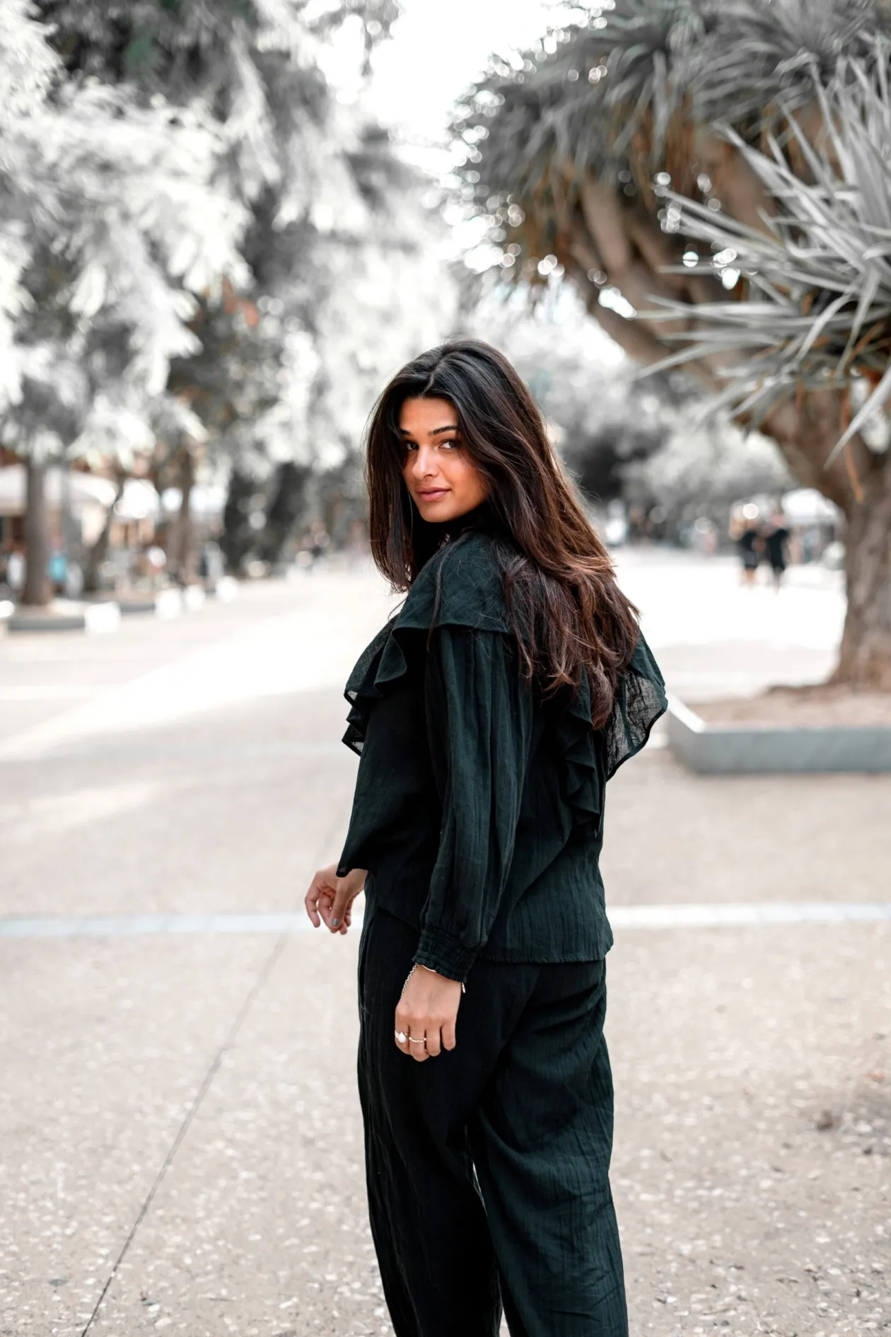 Blouse Ruffle Sparkle Black