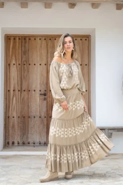 Blouse Serena Cuadros Taupe