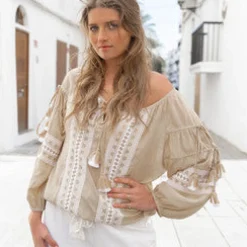 Blouse Tassel Beige