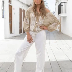 Blouse Tassel Beige