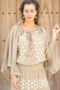 Blouse Yira Cuadros Taupe