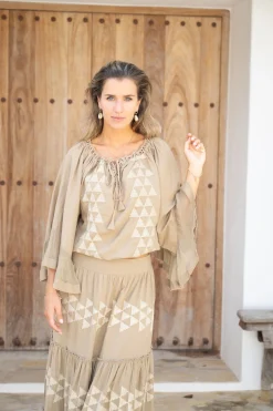 Blouse Yira Cuadros Taupe