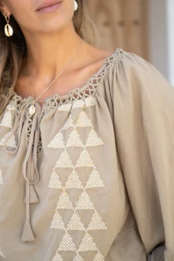 Blouse Yira Cuadros Taupe