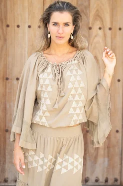 Blouse Yira Cuadros Taupe