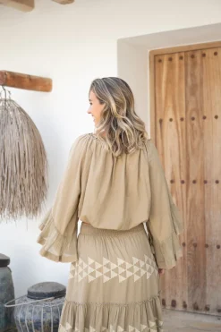 Blouse Yira Cuadros Taupe