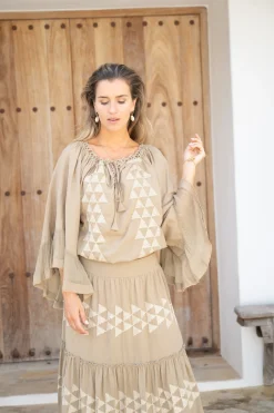 Blouse Yira Cuadros Taupe