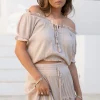 Crop Top Rabel Flower Light Taupe