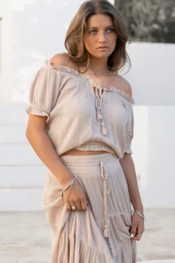 Crop Top Rabel Flower Light Taupe