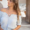 Crop Top Rabel Flower Pale blue