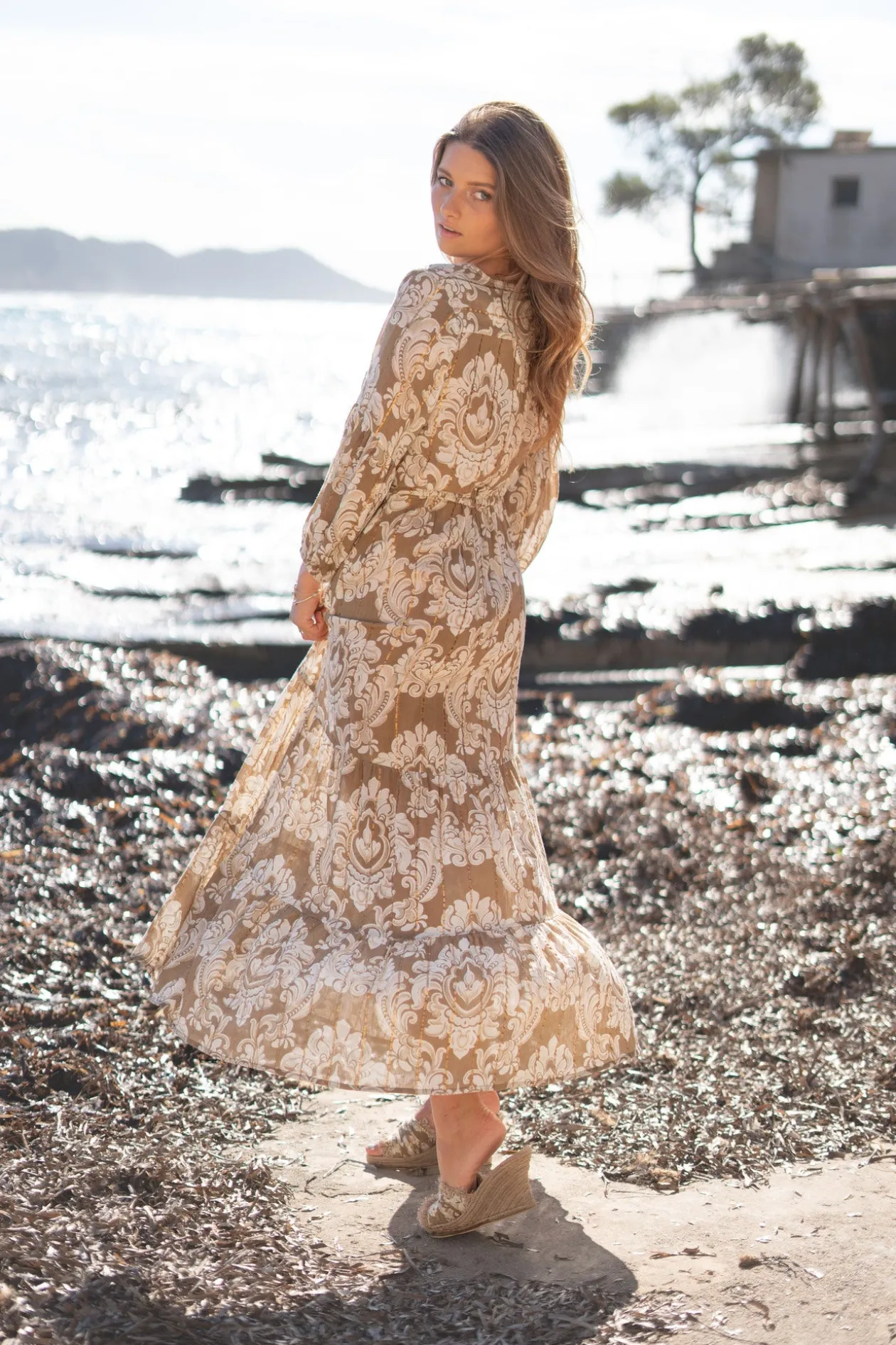 Dress Gloria Baroque Taupe print