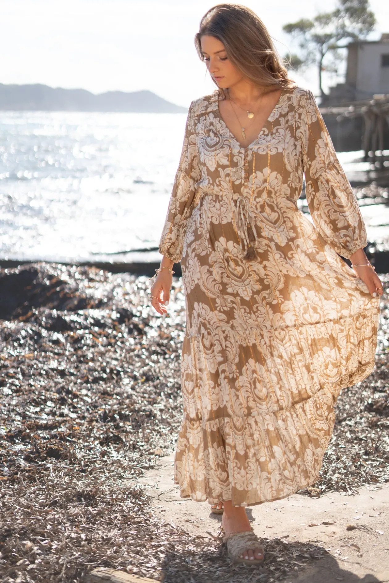 Dress Gloria Baroque Taupe print