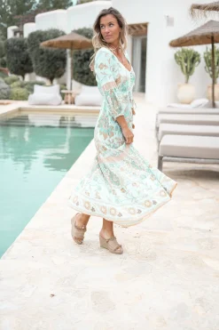 Dress Gloria Flower Aqua