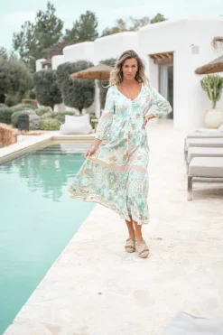 Dress Gloria Flower Aqua
