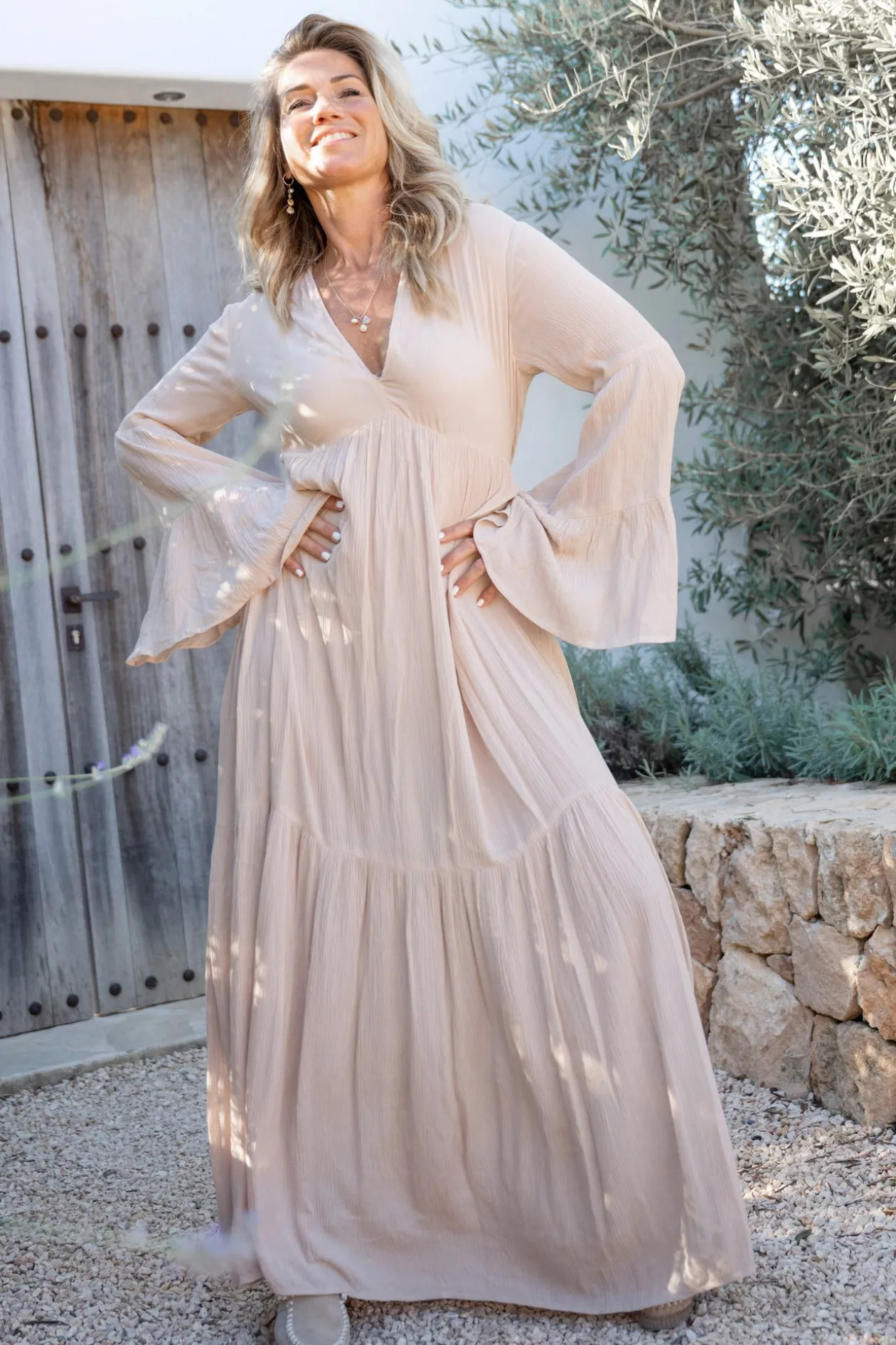 Dress Lucia Flower Light taupe