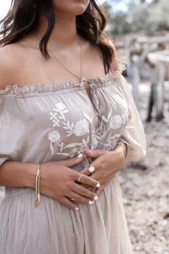 Dress Peralta Bordado Light Taupe