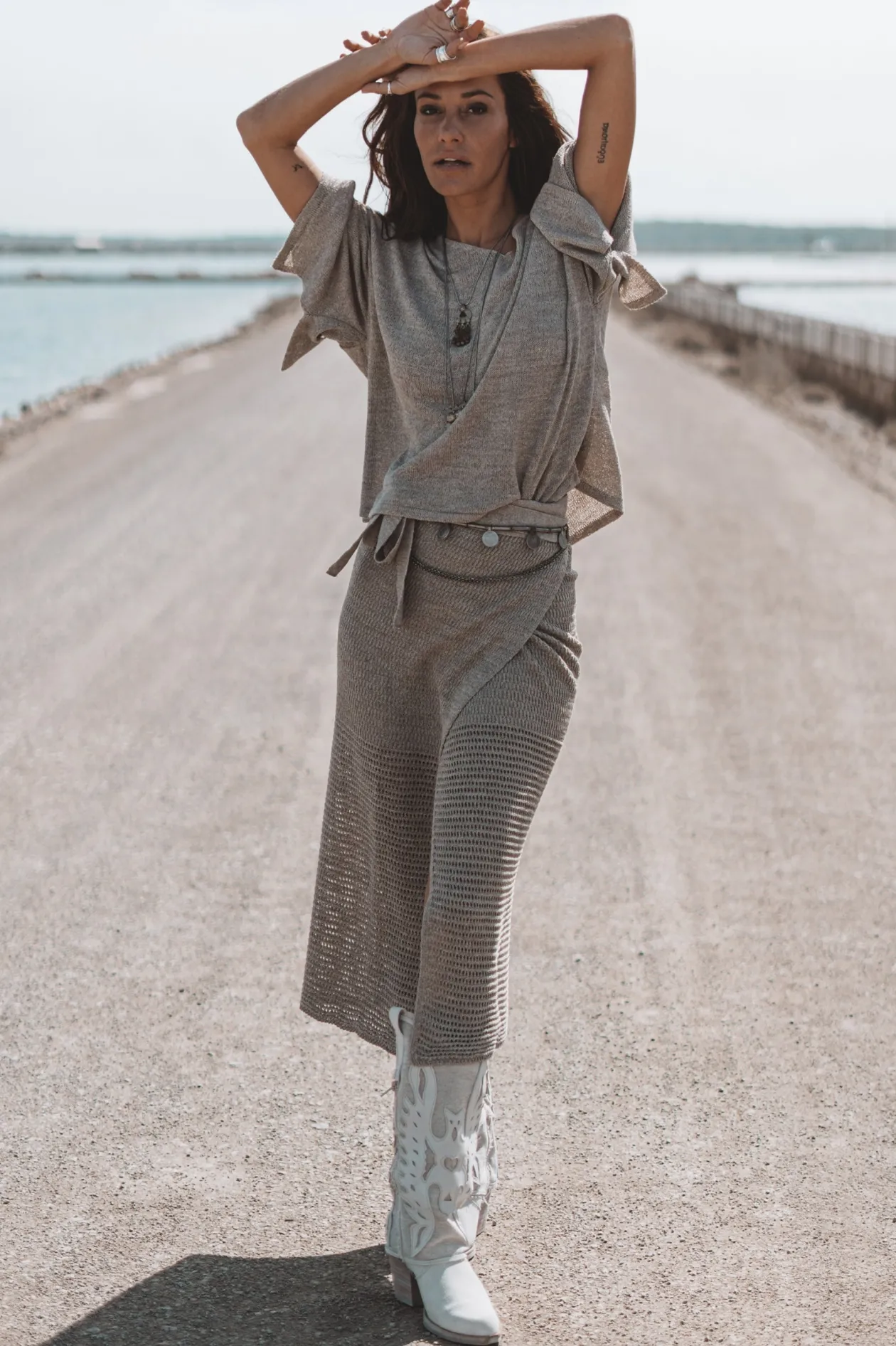 Eve Knitted Wrap Skirt Tender Taupe